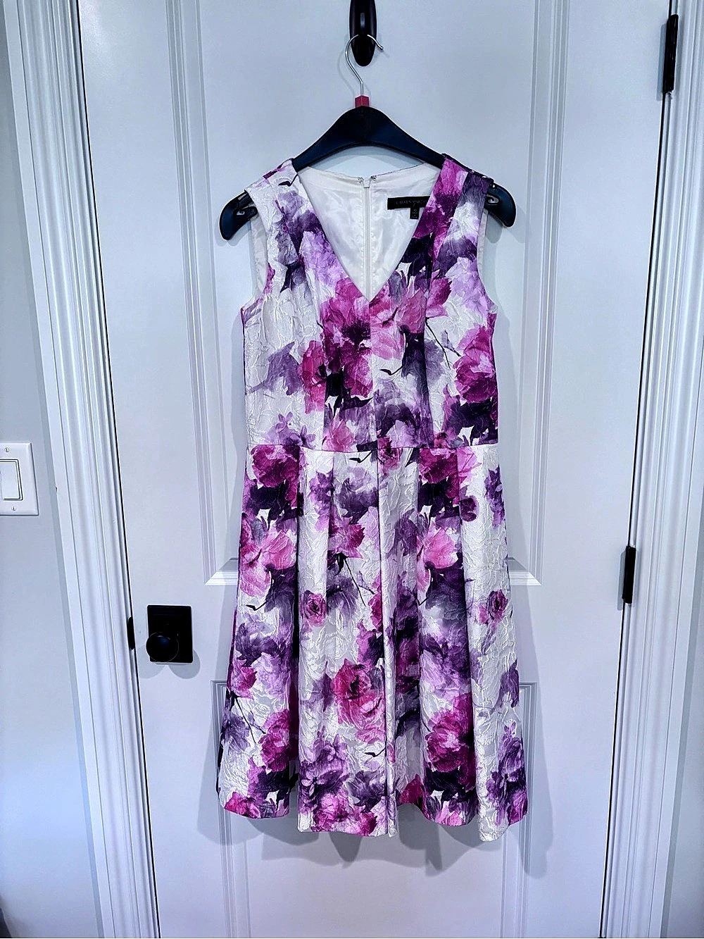 Carmen Marc Valvo Floral Midi Dress in Pink & Purple Size 10 Like New